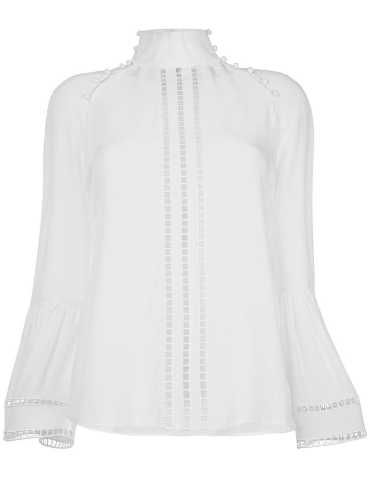 Fendi - Cut-out Panel Blouse - Women - Silk - 46, Nude/neutrals, Silk