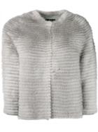 Liska Cropped Falre Fur Jacket - Grey