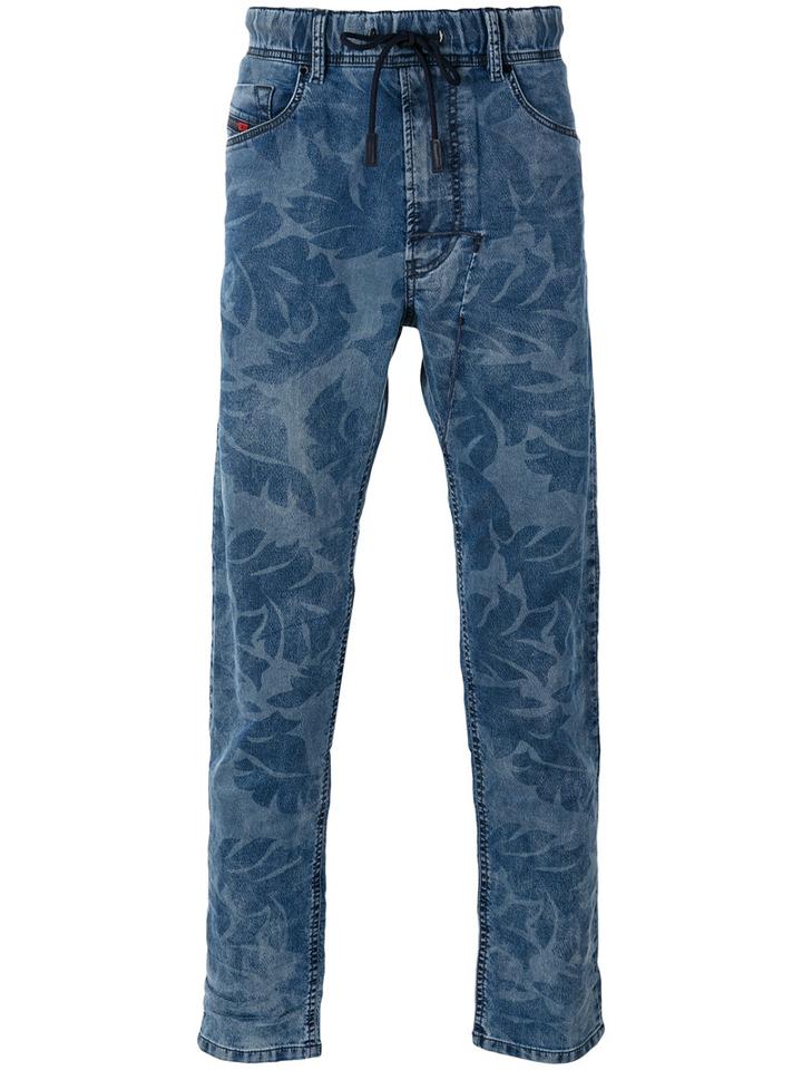 Diesel Floral Print Jeans, Men's, Size: 30, Blue, Cotton/spandex/elastane/lyocell