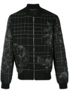 Versace - Baroque Embroidered Bomber Jacket - Men - Cotton/lamb Skin/polyester - 50, Black, Cotton/lamb Skin/polyester