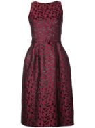 Oscar De La Renta Bird-embroidered Belted Midi Dress