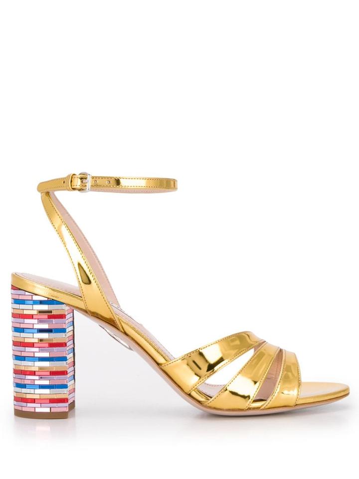 Miu Miu Metallic Leather Sandals - Gold