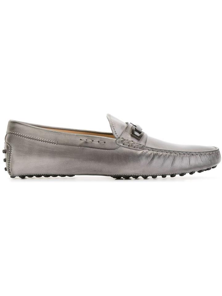 Tod S Gommino Driving Shoes, Men's, Size: 8, Grey, Leather/rubber
