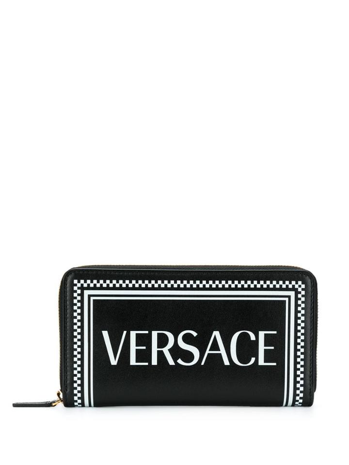Versace 90s Vintage Logo Continental Wallet - Black