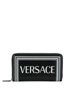 Versace 90s Vintage Logo Continental Wallet - Black
