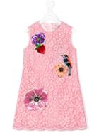 Dolce & Gabbana Kids - Floral Motifs Dress - Kids - Cotton/nylon/viscose - 10 Yrs, Pink/purple