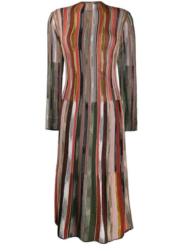M Missoni Contrast Stripe Knit Dress - Orange