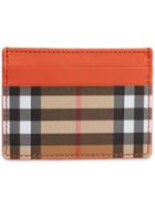 Burberry Vintage Check And Leather Card Case - Yellow & Orange