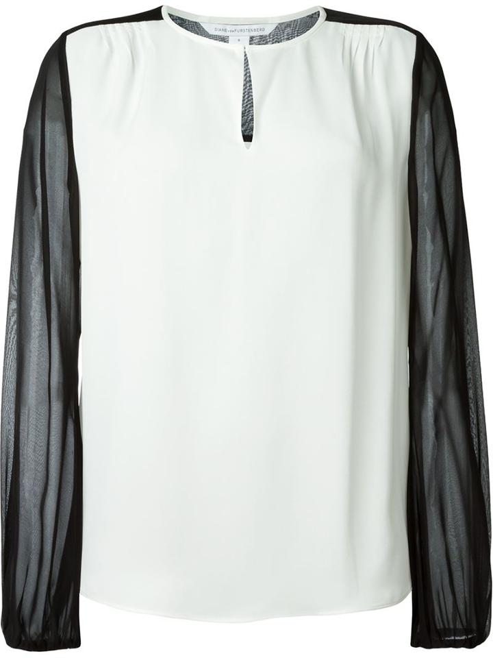 Diane Von Furstenberg Contrast Sleeve Blouse