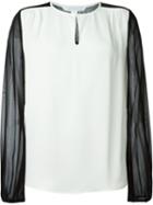 Diane Von Furstenberg Contrast Sleeve Blouse