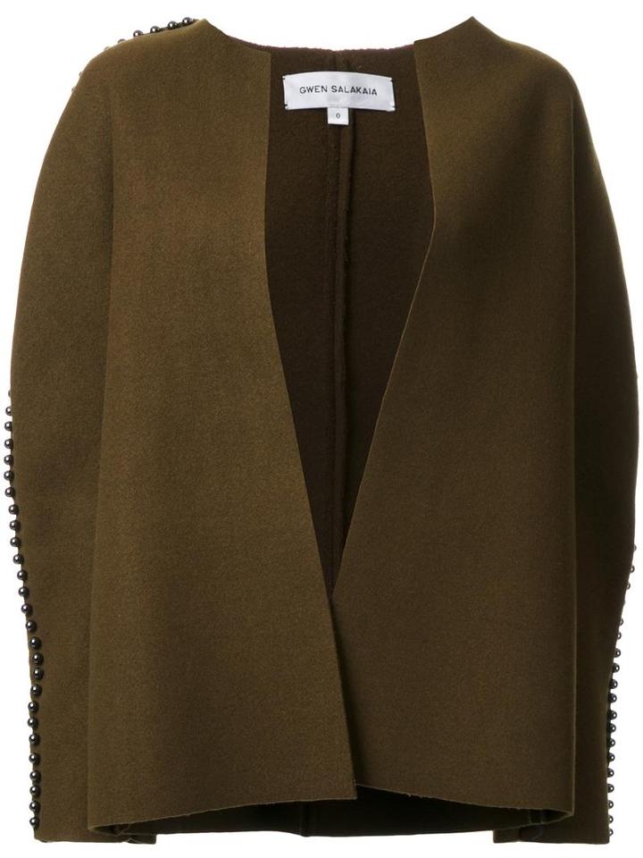 Gwen Salakaia Open Cropped Jacket, Women's, Size: 6, Brown, Polyamide/wool