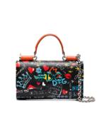 Dolce & Gabbana Black Graffiti Mini Leather Phone Bag