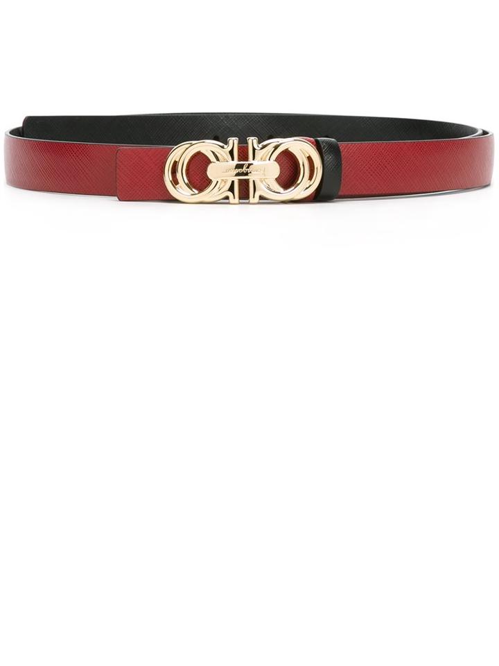 Salvatore Ferragamo 'gancini' Reversible Belt, Women's, Size: 100, Red, Calf Leather