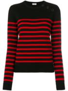 Saint Laurent - Striped Top - Women - Wool - M, Black, Wool