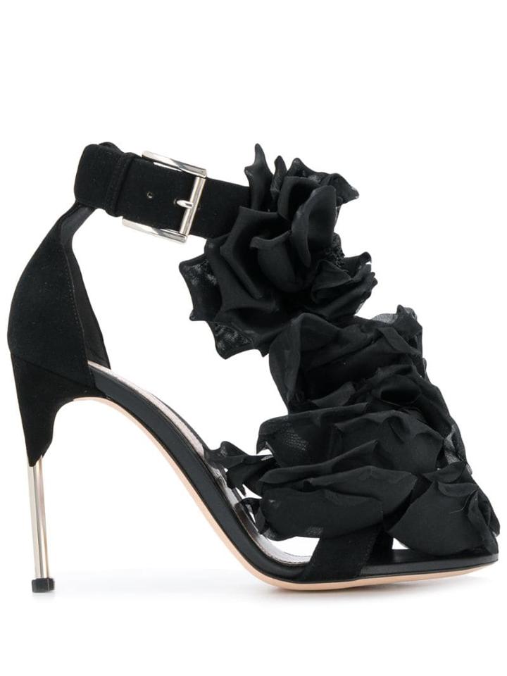 Alexander Mcqueen Embellished 100mm Sandals - Black