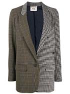 Semicouture Checked Patchwork Blazer - Brown