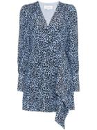 Les Reveries Leopard-print Wrap Dress - Blue