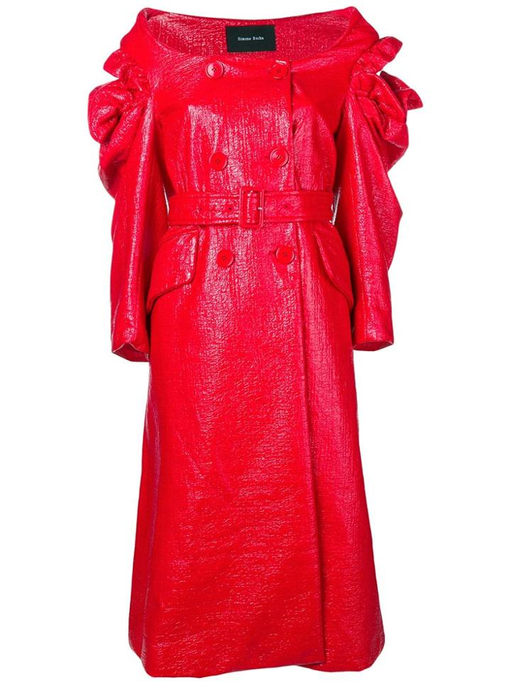 Simone Rocha Varnished Double-breasted Coat - Red