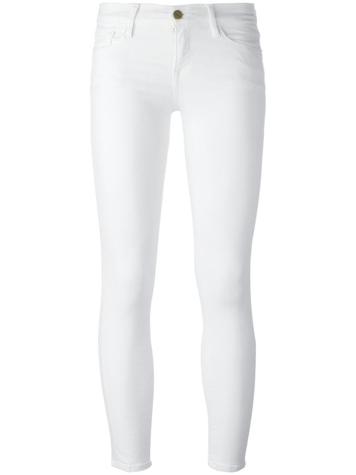 Frame Denim Slim Fit Pants, Women's, Size: 25, White, Cotton/polyester/spandex/elastane