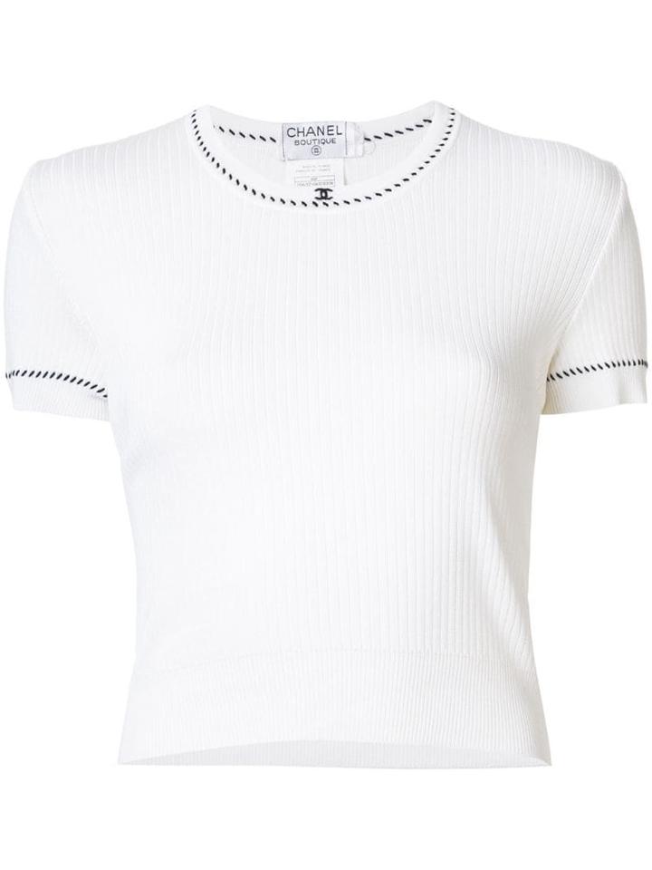 Chanel Pre-owned Ribbed Knit T-shirt - White