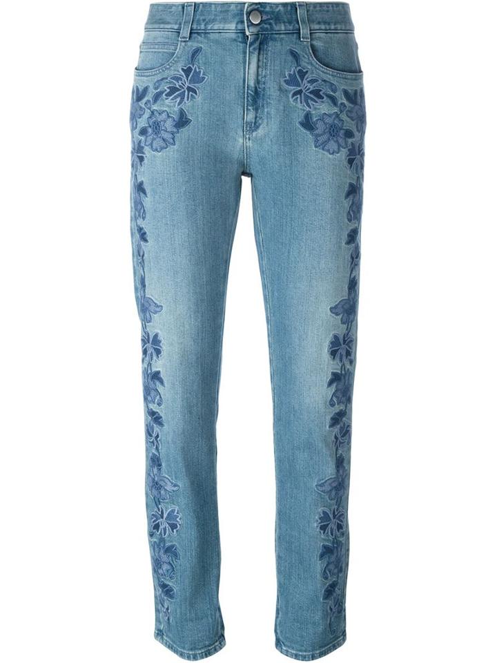 Stella Mccartney Embroidered Floral Jeans, Women's, Size: 27, Blue, Polyester/spandex/elastane/cotton