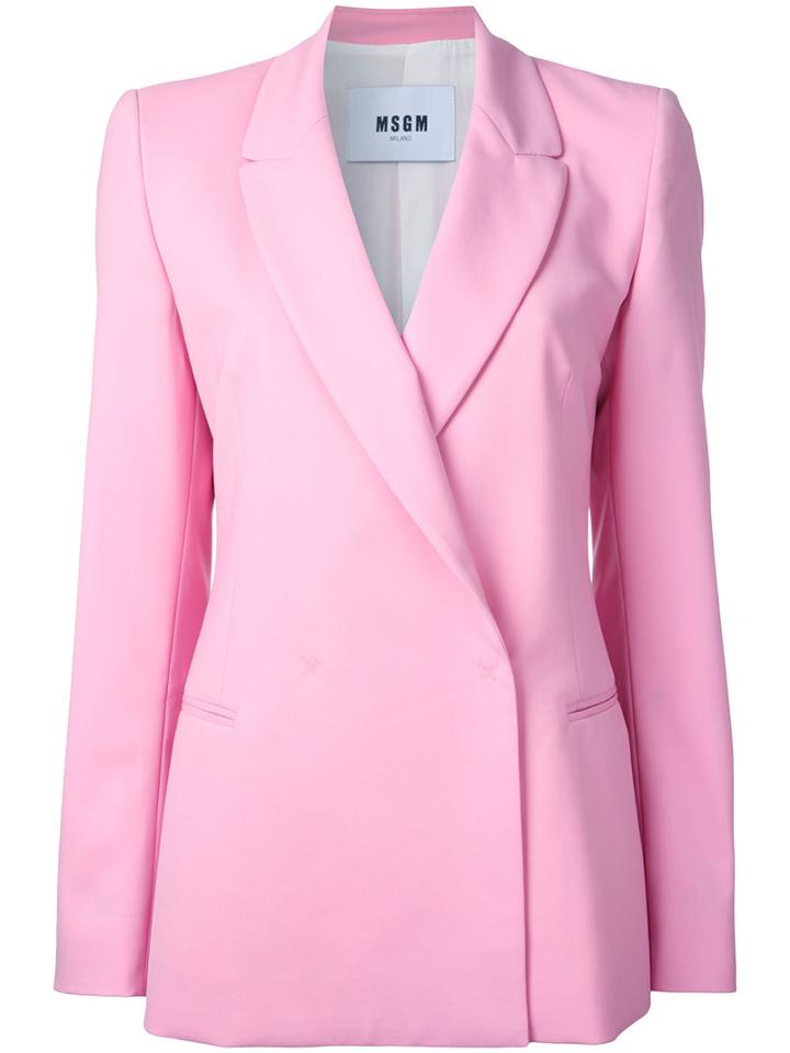 Msgm Concealed Fastened Blazer, Women's, Size: 44, Pink/purple, Spandex/elastane/virgin Wool