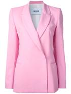 Msgm Concealed Fastened Blazer, Women's, Size: 44, Pink/purple, Spandex/elastane/virgin Wool