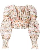Zimmermann Ruched Floral Cropped Top - Nude & Neutrals