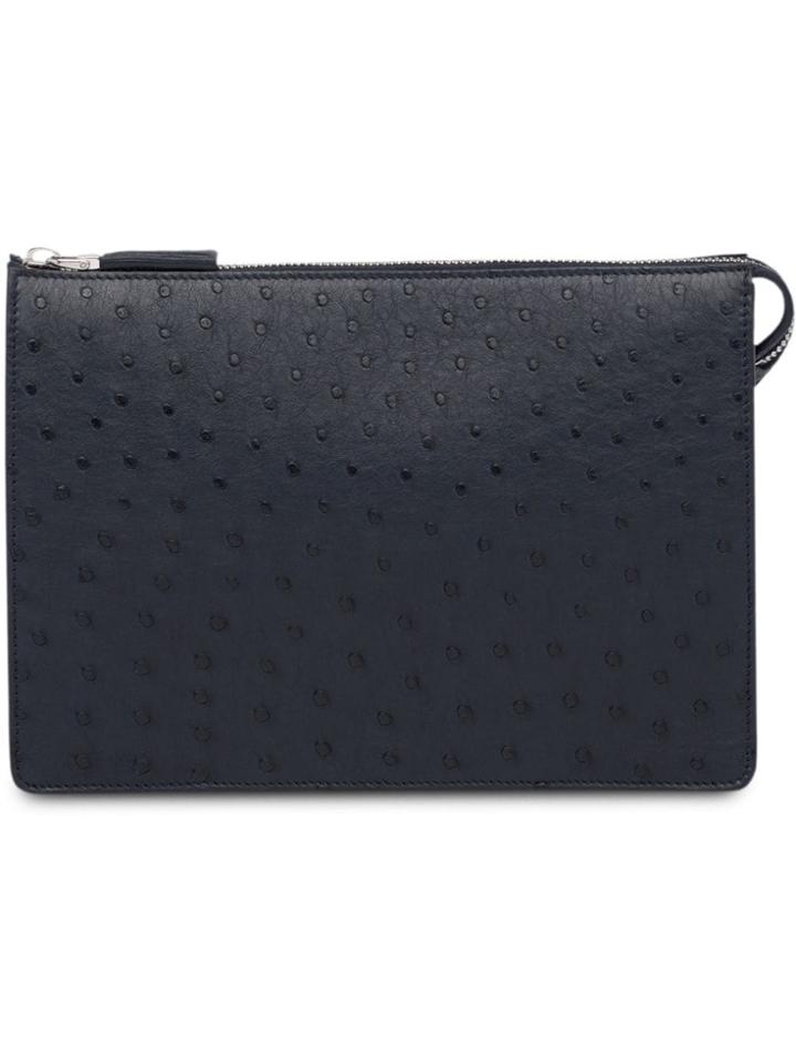 Prada Ostrich Leather Pouch - Black
