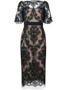 No21 Lace Overlay Open Back Dress - Nude & Neutrals