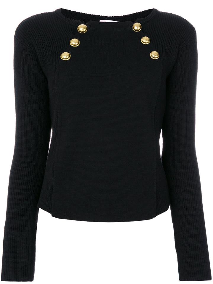 Red Valentino - Bolted Boat Neck Sweater - Women - Polyamide/virgin Wool - M, Black, Polyamide/virgin Wool