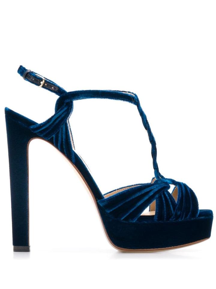 Francesco Russo Braided Velvet Sandals - Blue