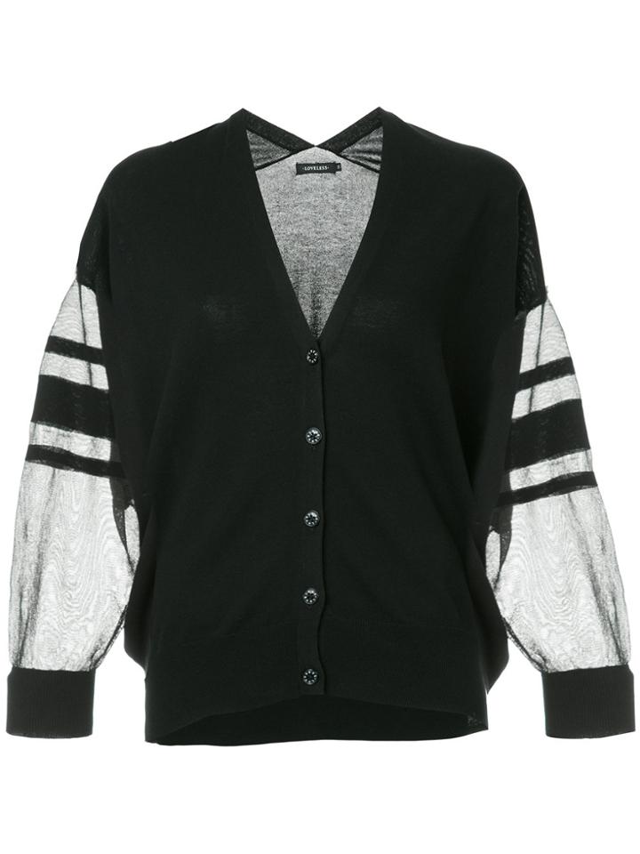 Loveless Sheer-panel Fitted Cardigan - Black