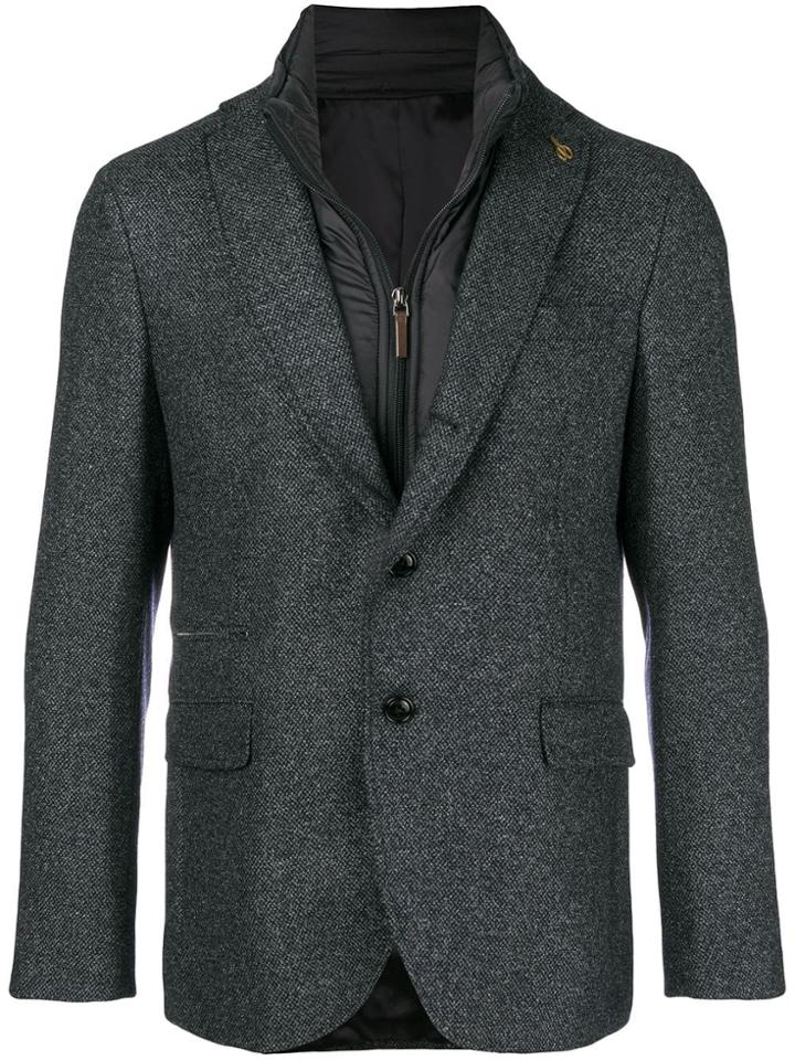 Paoloni Padded Lining Layered Blazer - Blue