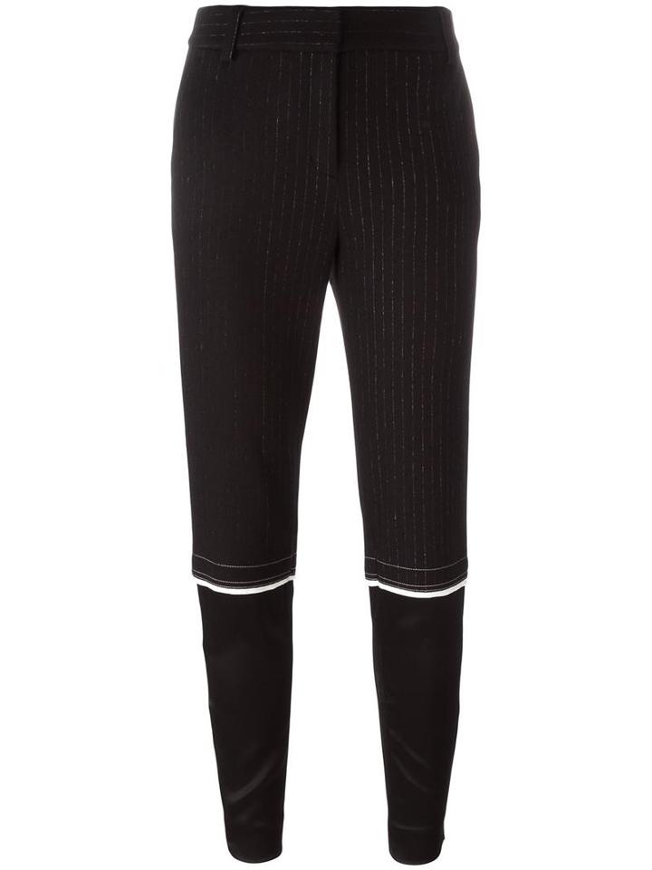 Dkny Tapered Pinstripe Trousers, Women's, Size: 4, Black, Wool/polyester/viscose