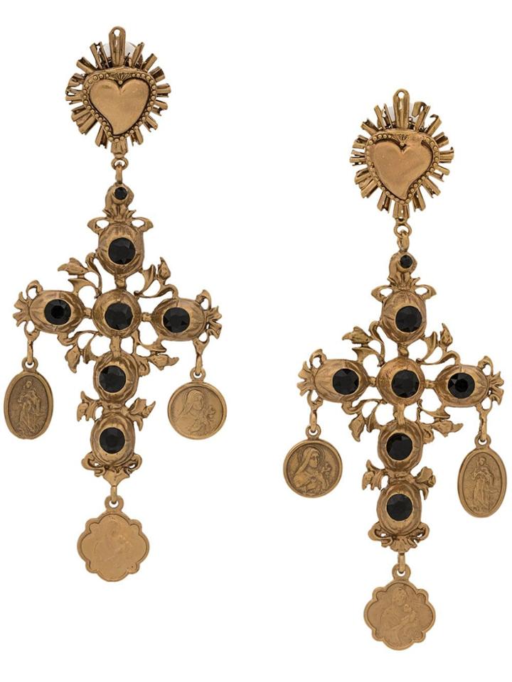 Dolce & Gabbana Crucifix Embellished Earrings - Gold