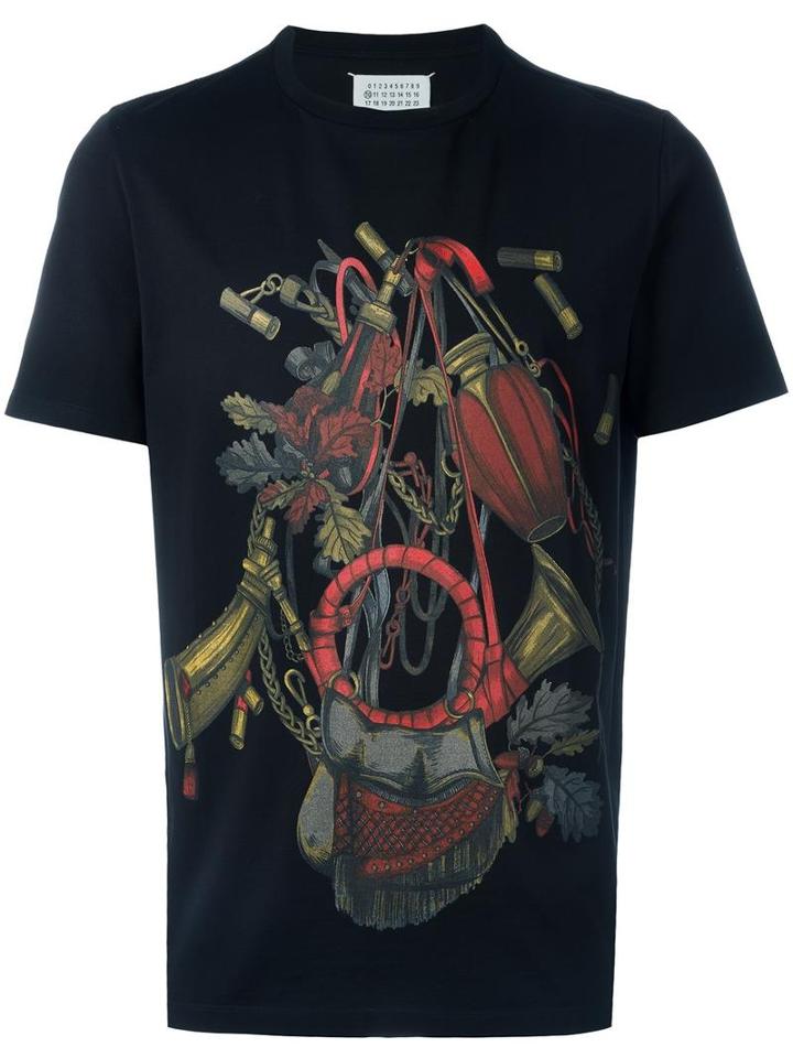 Maison Margiela Printed T-shirt, Men's, Size: 46, Black, Cotton