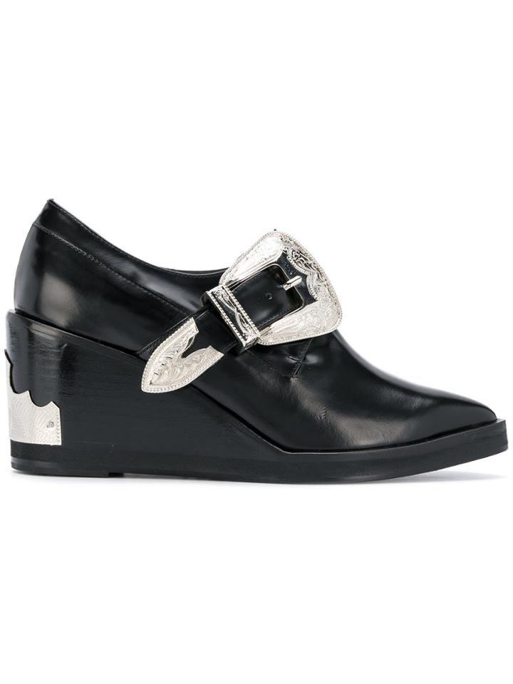 Toga Pulla Ornate Buckle Wedge Loafers - Black