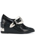 Toga Pulla Ornate Buckle Wedge Loafers - Black