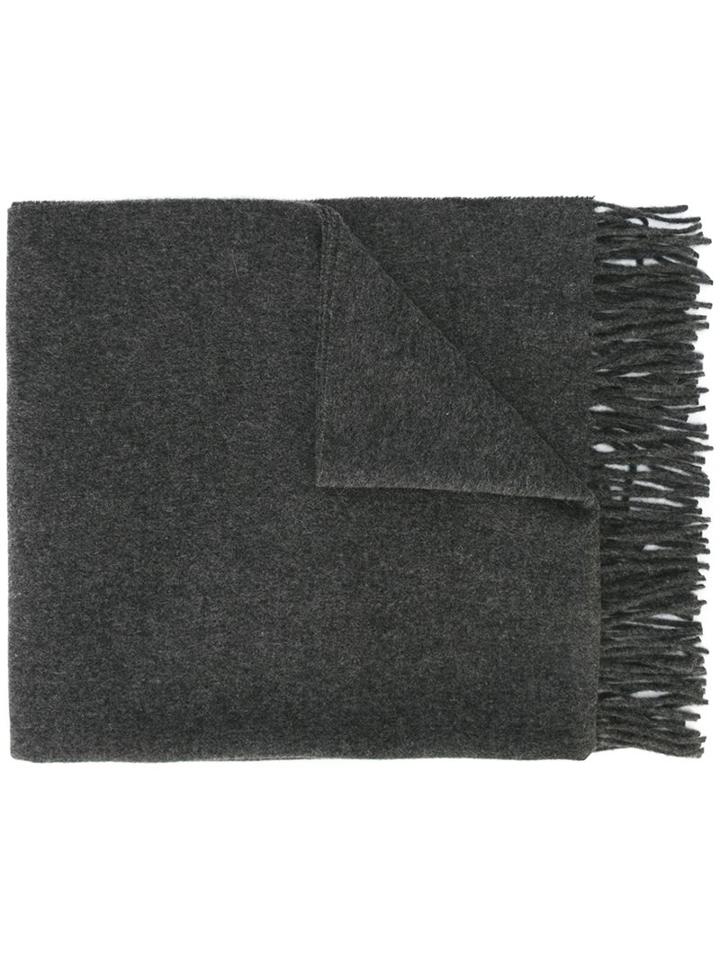 Ami Alexandre Mattiussi Fringe Scarf, Men's, Grey, Virgin Wool