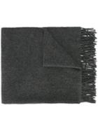 Ami Alexandre Mattiussi Fringe Scarf, Men's, Grey, Virgin Wool