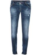 Philipp Plein Distressed Skinny Jeans, Women's, Size: 28, Blue, Cotton/spandex/elastane/polyester