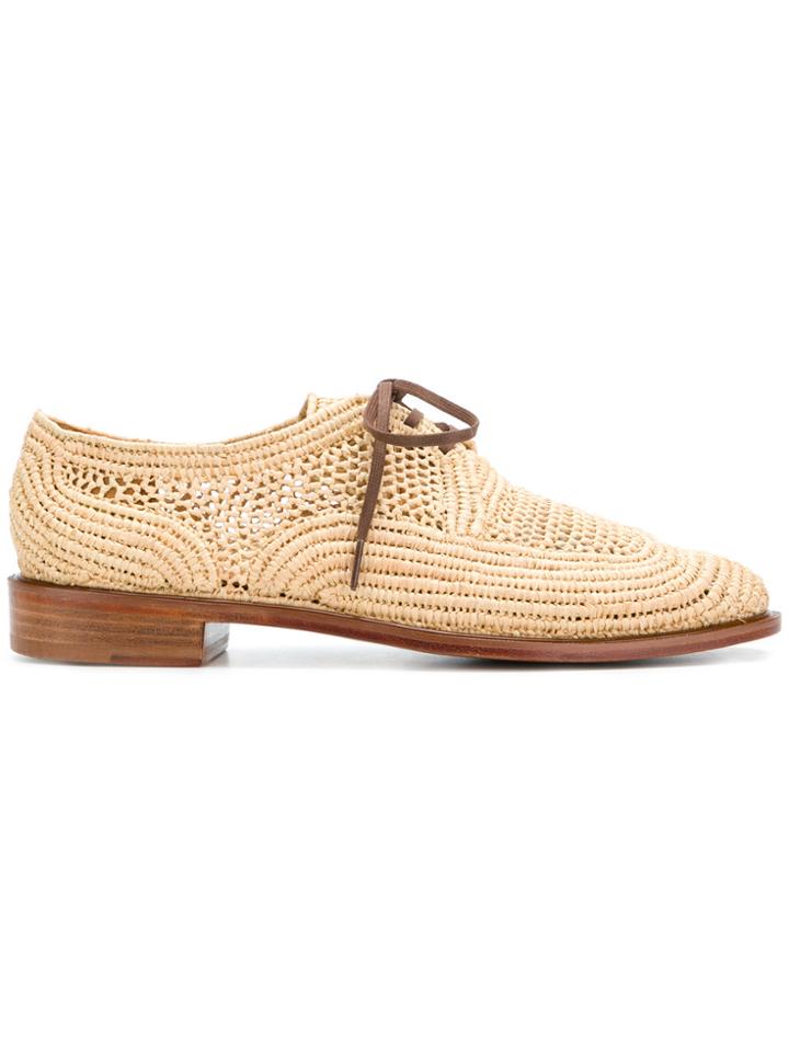 Clergerie Woven Lace Up Shoes - Nude & Neutrals