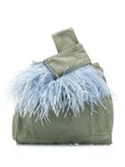 Simonetta Ravizza Furrísima Tote With Feathers - Green