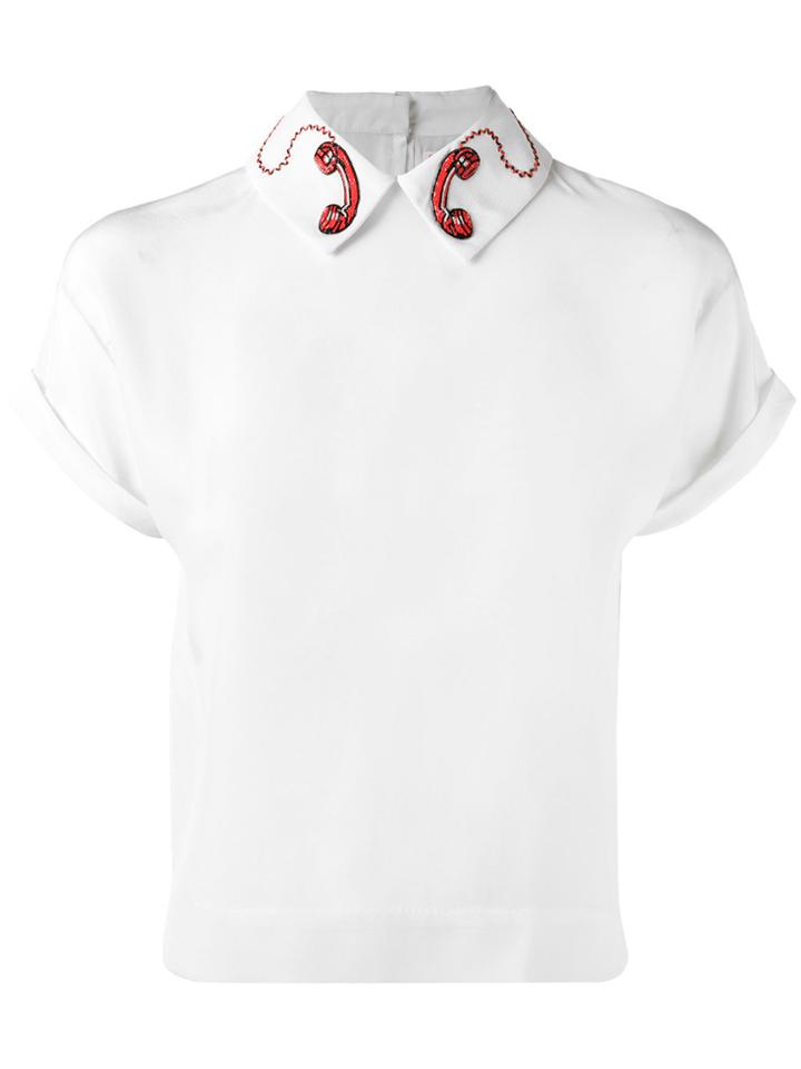 Olympia Le-tan Telephone Appliqué Shirt - White