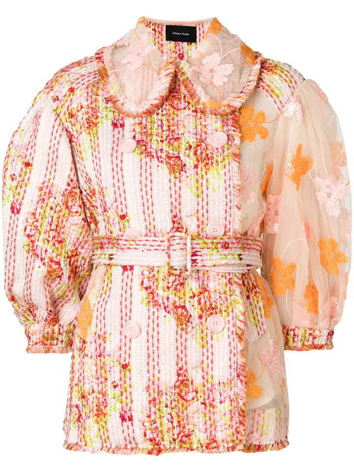 Simone Rocha Belted Double-breasted Jacket - Pink & Purple
