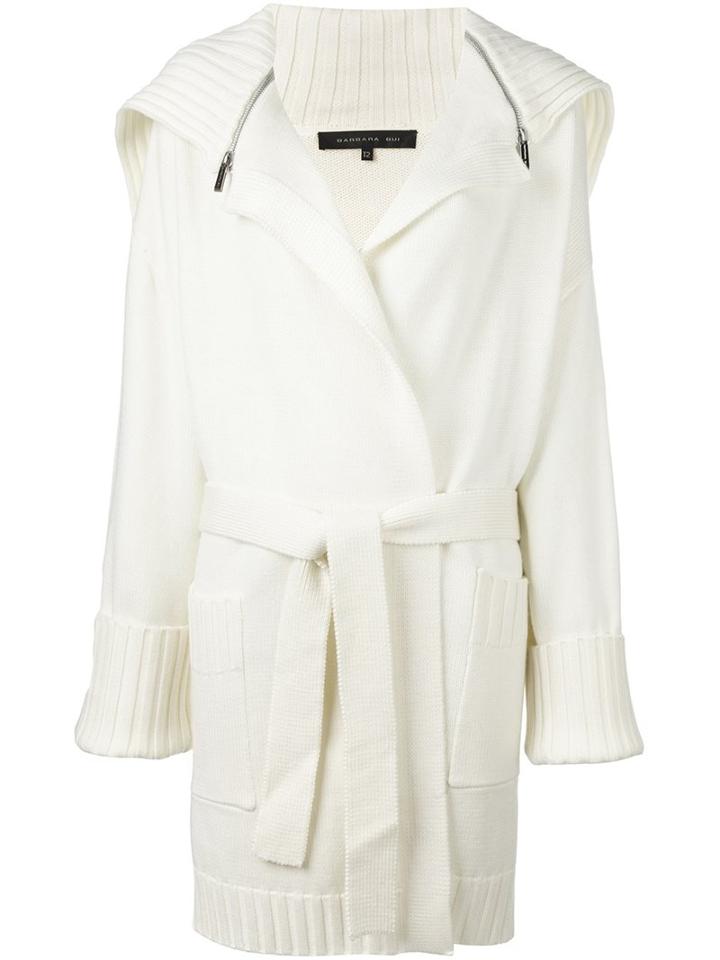 Barbara Bui Zipped Cape Belted Cardigan, Women's, Size: 2, Nude/neutrals, Merino