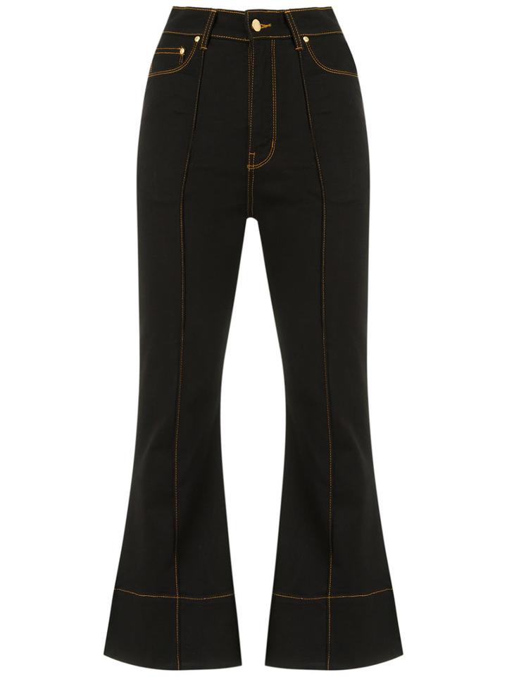 Amapô Crop Flared Jeans, Women's, Size: 42, Black, Cotton/spandex/elastane