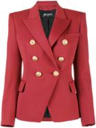 Balmain Double Breasted Blazer, Women's, Size: 36, Red, Cotton/viscose/wool