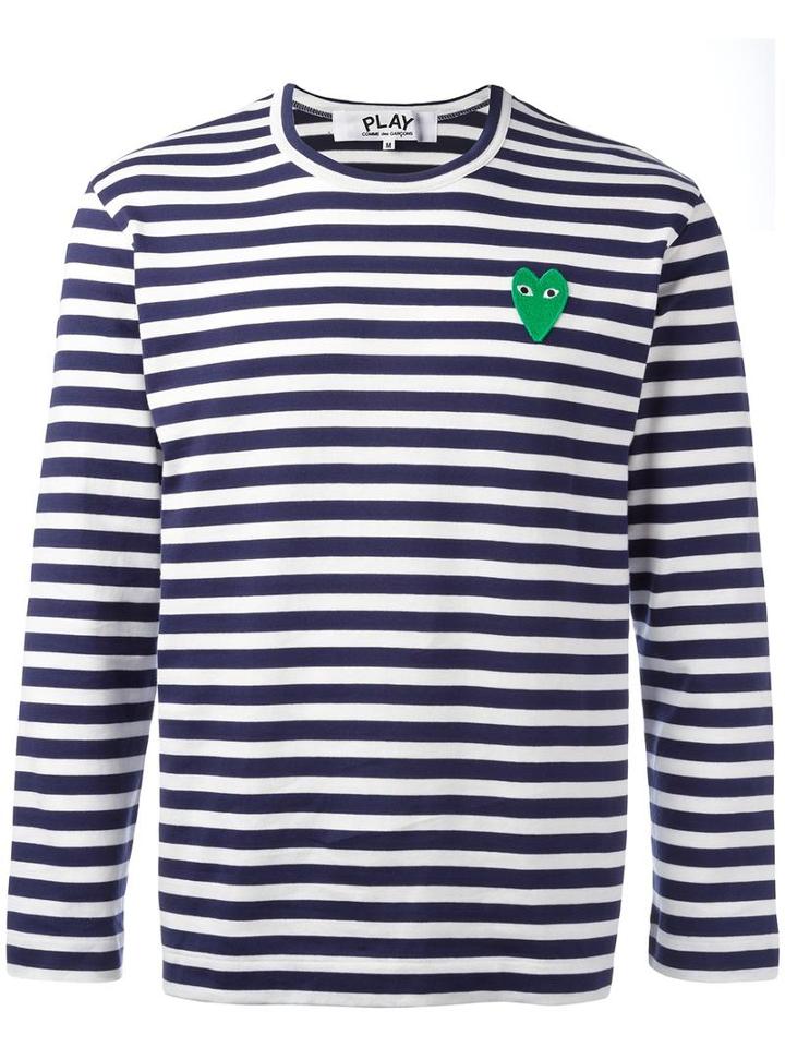 Comme Des Garçons Play Striped Sweater, Men's, Size: Medium, Blue, Cotton